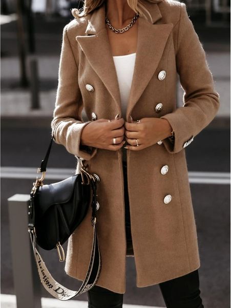 women's wool & blends fashionable lady autumn winter slim office jacket long-sleeved suit collar double-breasted coat, Black
women's wool & blends fashionable lady autumn winter slim office jacket long-sleeved suit collar double-breasted coat, Black