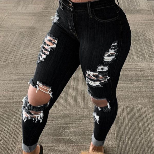 women's pants & capris woman jeans high waist clothes tight solid color denim s street fashion wash holes show thin casual trousers 202, Black;white
women's pants & capris woman jeans high waist clothes tight solid color denim s street fashion wash holes show thin casual trousers 202, Black;white