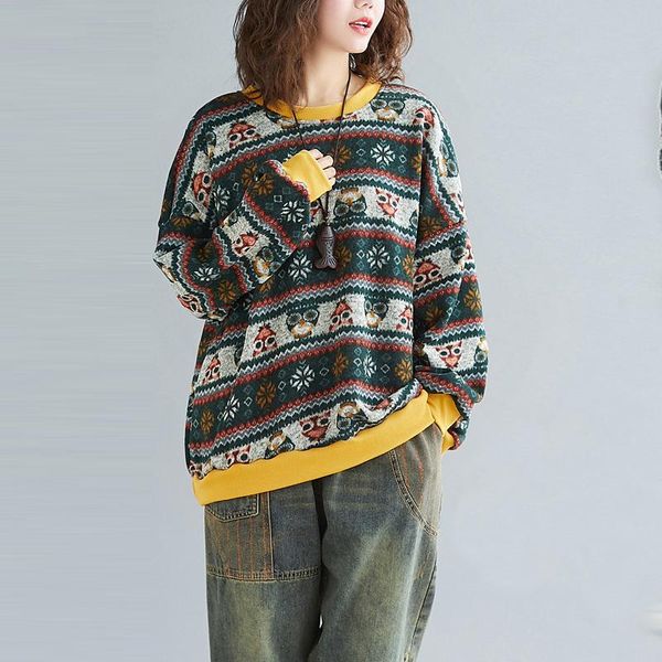women's sweaters johnature casual women multi color print pullover loose 2021 winter thicken warm all match 3 colors female, White;black
women's sweaters johnature casual women multi color print pullover loose 2021 winter thicken warm all match 3 colors female, White;black