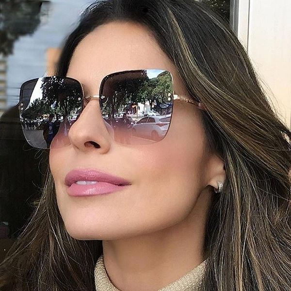 sunglasses oversized square gradient for women 2021 fashion big frame rimless sun glasses female chic goggle eyewear ins, White;black
sunglasses oversized square gradient for women 2021 fashion big frame rimless sun glasses female chic goggle eyewear ins, White;black