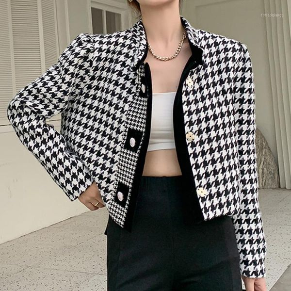 women's jackets vintage patchwork plaid short female stand collar long sleeve korean fashion coats for women autumn 2021 veste femme, Black;brown
women's jackets vintage patchwork plaid short female stand collar long sleeve korean fashion coats for women autumn 2021 veste femme, Black;brown