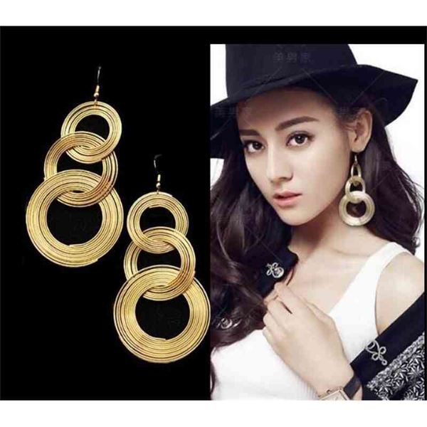 brand rings japanese and korean temperament geometric multi-layer metal circle earrings female exaggerated nightclub versatile earrings, Golden
brand rings japanese and korean temperament geometric multi-layer metal circle earrings female exaggerated nightclub versatile earrings, Golden