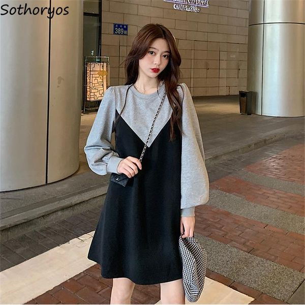 casual dresses long sleeve women patchwork loose o-neck spring fake two pieces mini length dress high waist elegant korean fashion ins, Black;gray
casual dresses long sleeve women patchwork loose o-neck spring fake two pieces mini length dress high waist elegant korean fashion ins, Black;gray