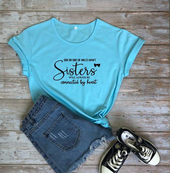 women's t-shirt side by or miles apart sisters will always be connected heart family mother days gift pure cotton t shirt slogan tee to, White
women's t-shirt side by or miles apart sisters will always be connected heart family mother days gift pure cotton t shirt slogan tee to, White