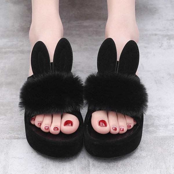 slippers women cotton winter non-slip floor home furry shoes for bedroom, Black 
slippers women cotton winter non-slip floor home furry shoes for bedroom, Black