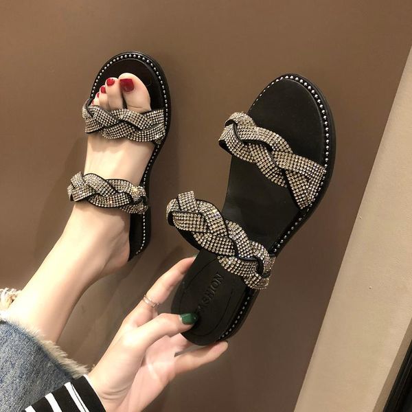 women's slippers for wear 2021 summer sandals, Black 
women's slippers for wear 2021 summer sandals, Black