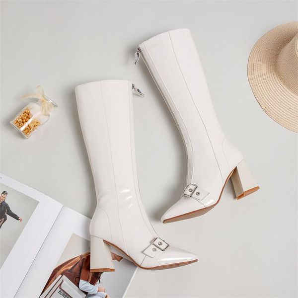 boots winter knee women natural genuine leather buckle block high heel tall boot zip square toe shoes lady 34-39, Black
boots winter knee women natural genuine leather buckle block high heel tall boot zip square toe shoes lady 34-39, Black