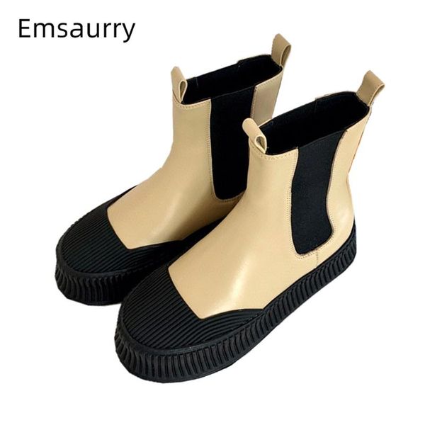 boots thick heel round toe ankle women elastic band genuine leather autumn winter slip-on runway botas mujer, Black
boots thick heel round toe ankle women elastic band genuine leather autumn winter slip-on runway botas mujer, Black