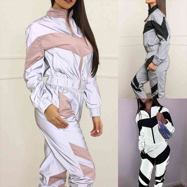 reflective sports suit two womenpant color stitching long sleeved zipper fitness elastic band piece set women fashion, White
reflective sports suit two womenpant color stitching long sleeved zipper fitness elastic band piece set women fashion, White