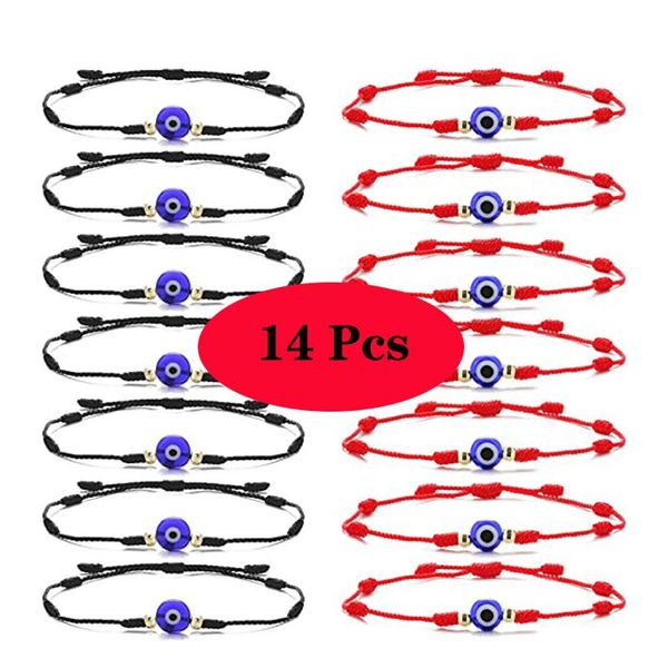 charm bracelets 14pcs lucky blue eye turkish evil for women men 7 knots handmade braided rope red bracelet female jewelry gifts, Golden;silver
charm bracelets 14pcs lucky blue eye turkish evil for women men 7 knots handmade braided rope red bracelet female jewelry gifts, Golden;silver