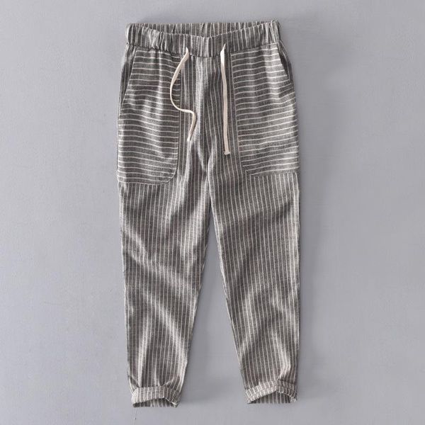 striped 2021 men's casual harem pants summer ankle length men linen cotton trousers for male, Black
striped 2021 men's casual harem pants summer ankle length men linen cotton trousers for male, Black