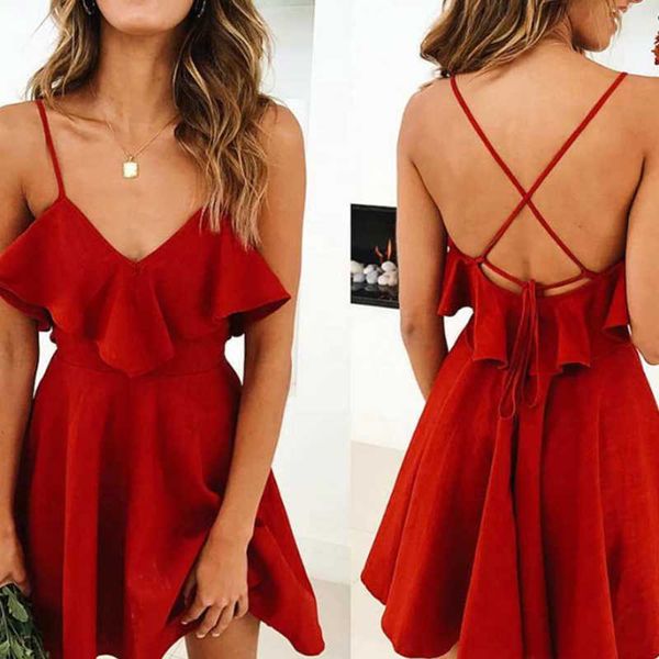 casual dresses summer dress women's 2021 backless cross drawstring ruffles bundle waist v-neck strap mini red vintage, Black;gray
casual dresses summer dress women's 2021 backless cross drawstring ruffles bundle waist v-neck strap mini red vintage, Black;gray