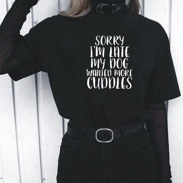 women's t-shirt sorry i' late my dog wanted more cuddles letter women tshirt summer harajuku cotton t shirt hipster tee femme, White
women's t-shirt sorry i' late my dog wanted more cuddles letter women tshirt summer harajuku cotton t shirt hipster tee femme, White