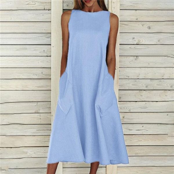 casual dresses summer women long dress 2021 solid sleeveless pocket bohemian loose for party wear, Black;gray
casual dresses summer women long dress 2021 solid sleeveless pocket bohemian loose for party wear, Black;gray
