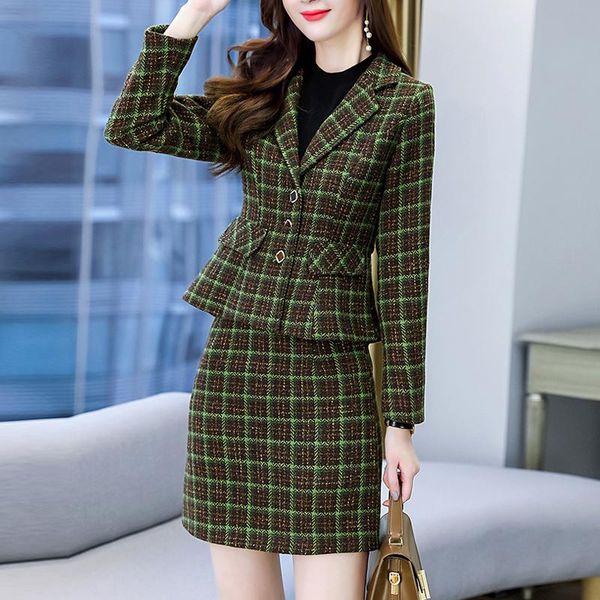 two piece dress autumn retro plaid woolen blazer set single-breasted jacket & pencil skirt 2 pieces suit female office ladies, White
two piece dress autumn retro plaid woolen blazer set single-breasted jacket & pencil skirt 2 pieces suit female office ladies, White