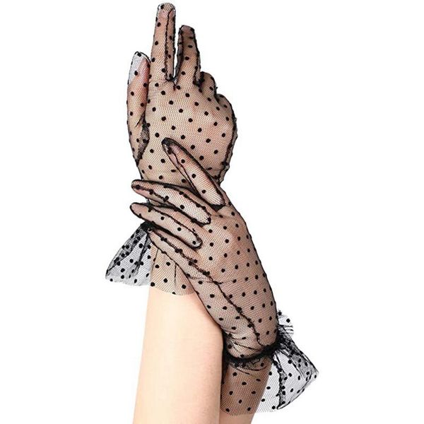 five fingers gloves women' guantes transparentes dot print black white mesh tulle female club prom party dancing dress glove, Blue;gray
five fingers gloves women' guantes transparentes dot print black white mesh tulle female club prom party dancing dress glove, Blue;gray