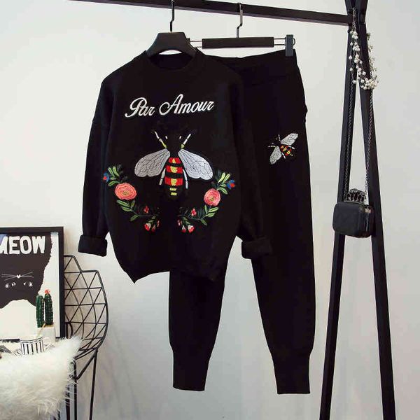 women's tracksuits ladies embroidery autumn outfit bees long sleeves loose sweater coat + pants suit fashion c981 1c42, Gray
women's tracksuits ladies embroidery autumn outfit bees long sleeves loose sweater coat + pants suit fashion c981 1c42, Gray