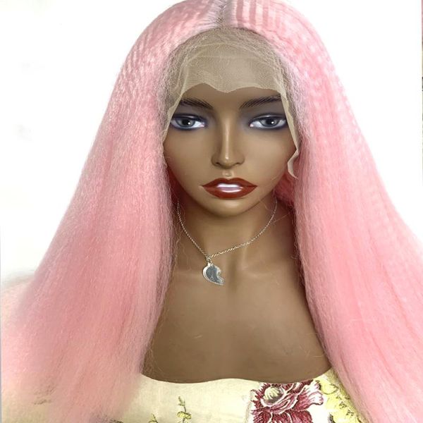 synthetic wigs pink color blonde kinky straight lace front hair middle part frontal heavy density fiber wig, Black
synthetic wigs pink color blonde kinky straight lace front hair middle part frontal heavy density fiber wig, Black