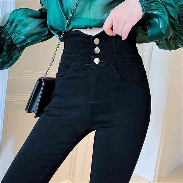 autumn high waist women leggings pencil pants three buttons fly skinny trousers office lady elegant denim slim jeans, Black
autumn high waist women leggings pencil pants three buttons fly skinny trousers office lady elegant denim slim jeans, Black