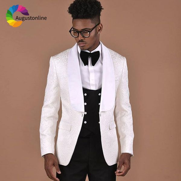 men's suits & blazers white pattern mens wedding shawl lapel 3 pieces jacket pants vest custom made man suit slim fit groom t, White;black
men's suits & blazers white pattern mens wedding shawl lapel 3 pieces jacket pants vest custom made man suit slim fit groom t, White;black