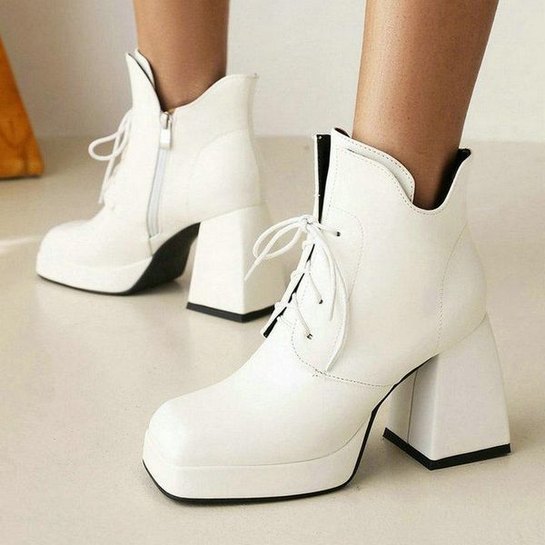 boots 2021 women ankle platform thick high heel ladies short fashion square toe cross tied zipper black white
boots 2021 women ankle platform thick high heel ladies short fashion square toe cross tied zipper black white