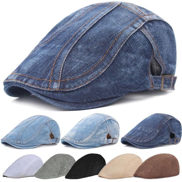 berets adjustable denim beret hats men women jeans sboy flat gatsby cabbie driving windpoof cap forward peaked caps, Blue;gray
berets adjustable denim beret hats men women jeans sboy flat gatsby cabbie driving windpoof cap forward peaked caps, Blue;gray