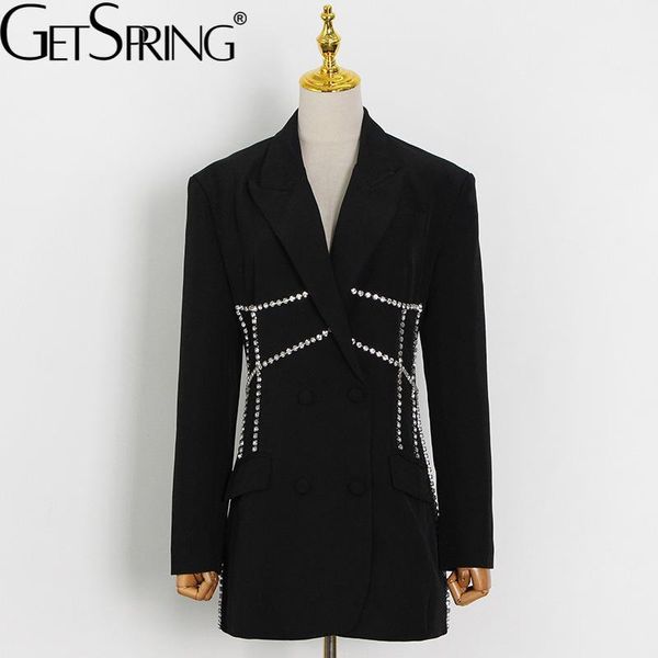 women's suits & blazers getspring women blazer diamond tassel vintage long and jackets black white casual loose double breasted suit co, White;black
women's suits & blazers getspring women blazer diamond tassel vintage long and jackets black white casual loose double breasted suit co, White;black
