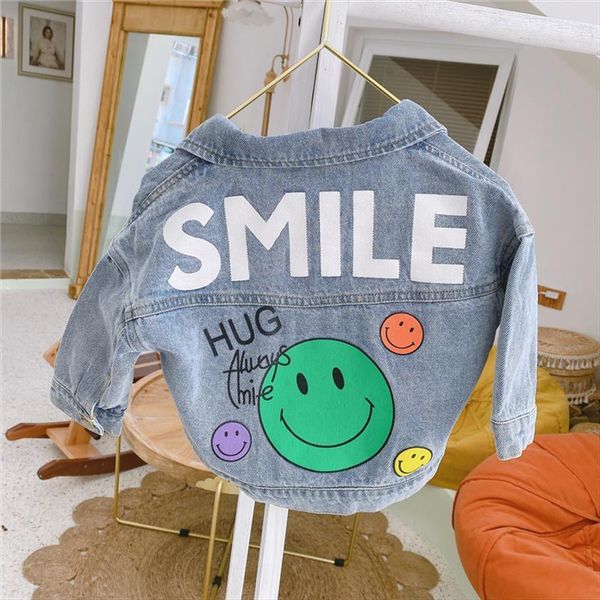 spring boys girls cartoon printing denim jackets fashion smile casual coats, Blue;gray
spring boys girls cartoon printing denim jackets fashion smile casual coats, Blue;gray