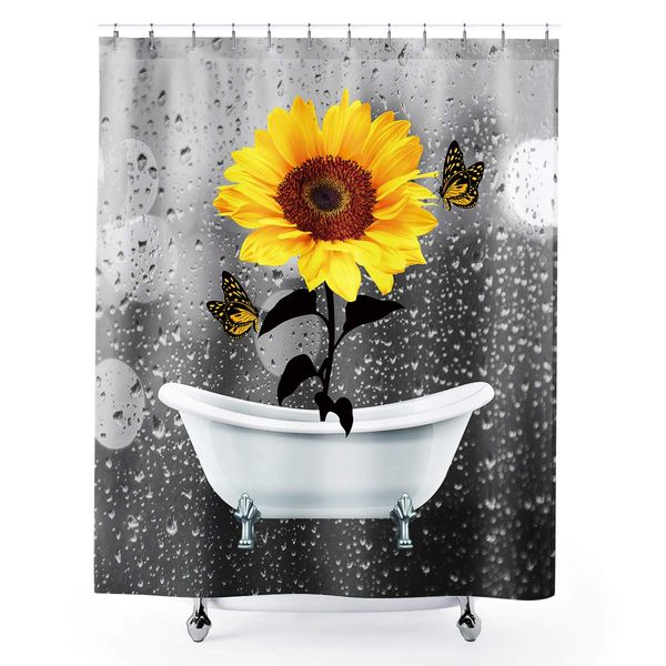 sunflower shower curtain orange floral spring yellow flower butterflies in white bathtub raindrops on glass 60wx72h waterproof
sunflower shower curtain orange floral spring yellow flower butterflies in white bathtub raindrops on glass 60wx72h waterproof