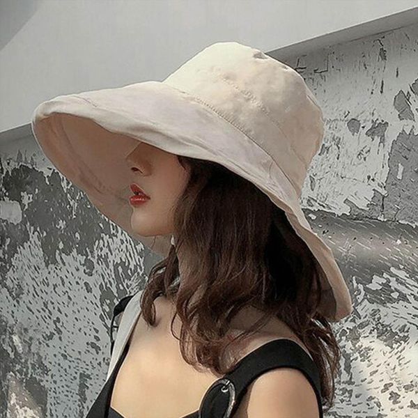 women japanese solid color foldable bucket hat ladies elegant wide fisherman caps plain sunhat beach, Blue;gray
women japanese solid color foldable bucket hat ladies elegant wide fisherman caps plain sunhat beach, Blue;gray