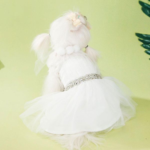 dog apparel clothes for small dogs white wedding dress little princess skirt fluffy winter