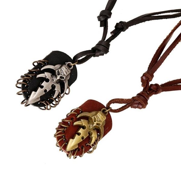 pendant necklaces alloy skull cow leather necklace punk retro style men's trend jewelry adjustable chain, Silver
pendant necklaces alloy skull cow leather necklace punk retro style men's trend jewelry adjustable chain, Silver
