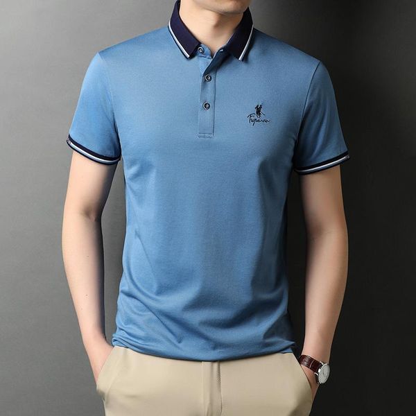 men's t-shirts short sleeve t-shirt lapel summer fashion shirt embroidered mercerized cotton half clothes, White;black
men's t-shirts short sleeve t-shirt lapel summer fashion shirt embroidered mercerized cotton half clothes, White;black