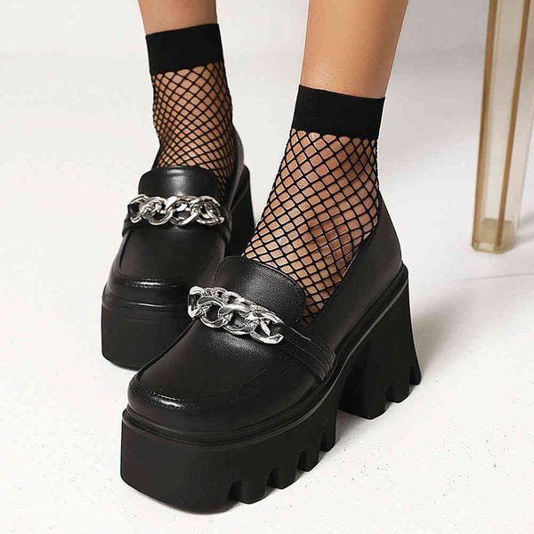 sandals spring summer metal chain punk pumps slip on chunky heels thick bottom platform fashion women shoes big size, Black
sandals spring summer metal chain punk pumps slip on chunky heels thick bottom platform fashion women shoes big size, Black