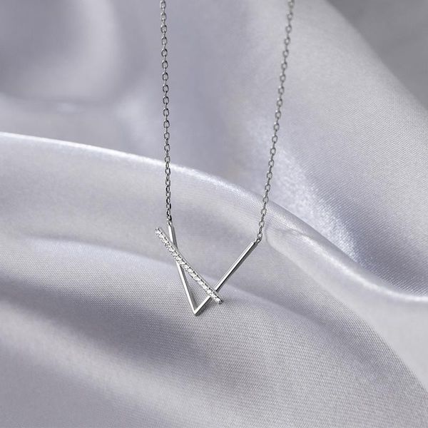 chains real 925 sterling silver necklaces for women teen girls cross v initial letter korean fashion jewelry 2021 drop