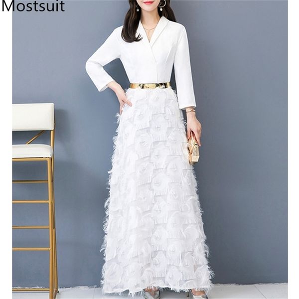 spring party elegant long maxi dress women 3/4 sleeve v-neck tassels sashes dresses fashion vestidos femme black white 210513, Black;gray
spring party elegant long maxi dress women 3/4 sleeve v-neck tassels sashes dresses fashion vestidos femme black white 210513, Black;gray