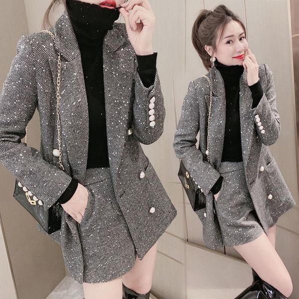 women's tracksuits 2021 autumn winter women suits female solid color blazer jackets ladies high waist loose shorts woolen 2 piece sets, Gray
women's tracksuits 2021 autumn winter women suits female solid color blazer jackets ladies high waist loose shorts woolen 2 piece sets, Gray