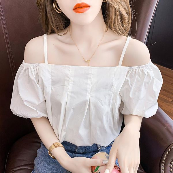 women's blouses & shirts 2021 summer design mesh short puff sleeve elastic loose one shoulder noble lady dating office shirt woman, White
women's blouses & shirts 2021 summer design mesh short puff sleeve elastic loose one shoulder noble lady dating office shirt woman, White