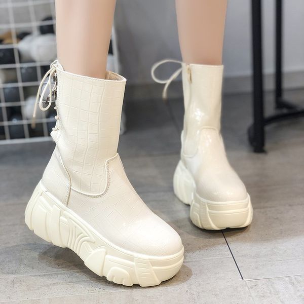 dress shoes fashion round toe martin boots lace up platform socks solid color patent leather harness boot zapatillas mujer ic, Black
dress shoes fashion round toe martin boots lace up platform socks solid color patent leather harness boot zapatillas mujer ic, Black