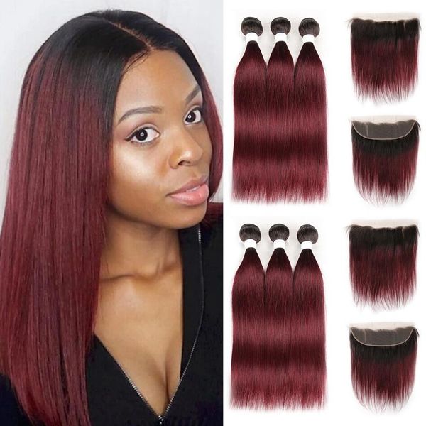 human hair bulks ombre red bundles with frontal 13x4 brazilian straight weave closure 1b 99j/burgundy non-remy, Black
human hair bulks ombre red bundles with frontal 13x4 brazilian straight weave closure 1b 99j/burgundy non-remy, Black