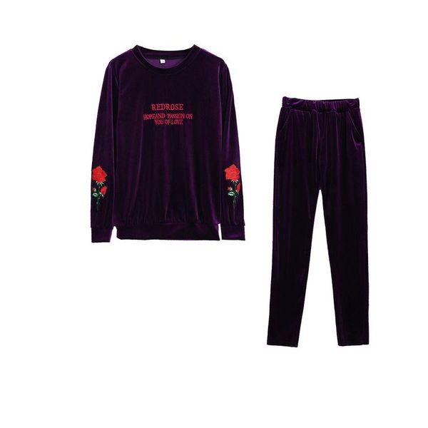women's two piece pants fashion women velvet tracksuits long sleeve embroidery slim clothing 2 set suits ladies casual trackpants plus, White
women's two piece pants fashion women velvet tracksuits long sleeve embroidery slim clothing 2 set suits ladies casual trackpants plus, White