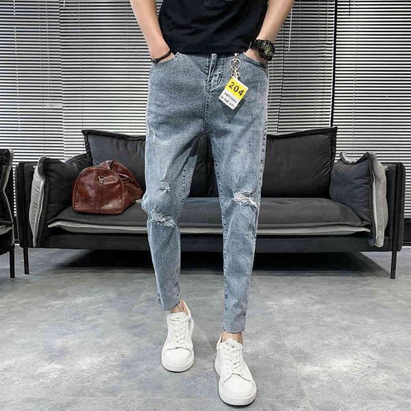 Men's Jeans Todo o Jogo Simples Tornozelo Comprimento Fino Ajuste Buraco Roupas Masculinas Moda Streetwear Slido Casual Calas Hip Ho IGCI, Blue
Men's Jeans Todo o Jogo Simples Tornozelo Comprimento Fino Ajuste Buraco Roupas Masculinas Moda Streetwear Slido Casual Calas Hip Ho IGCI, Blue