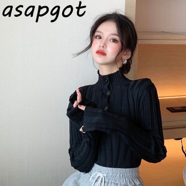 sweaters&jumpers pullovers mock neck half high collar black knitted chic korean wild casual single-breasted knitwear pull 210429, White;black
sweaters&jumpers pullovers mock neck half high collar black knitted chic korean wild casual single-breasted knitwear pull 210429, White;black