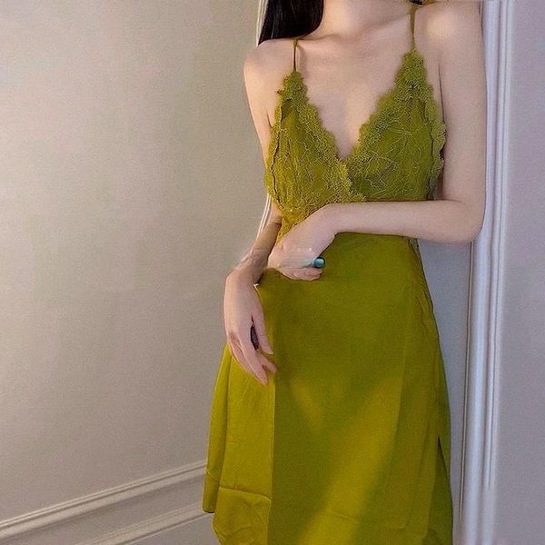 women's sleepwear qweek silk night dress women summer 2021 nightgown lace nightie green nightwear skirt pijamas nighty for ladies, Black;red
women's sleepwear qweek silk night dress women summer 2021 nightgown lace nightie green nightwear skirt pijamas nighty for ladies, Black;red