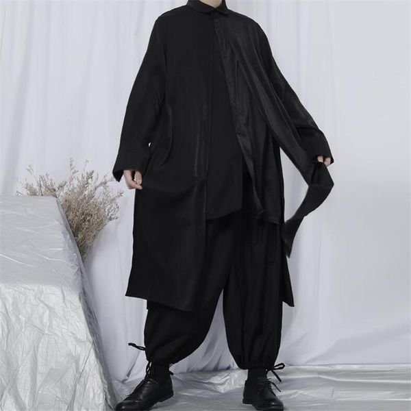 men's casual shirts long-sleeve shirt spring and autumn fashion trend asymmetric stitching personality loose large size, White;black
men's casual shirts long-sleeve shirt spring and autumn fashion trend asymmetric stitching personality loose large size, White;black