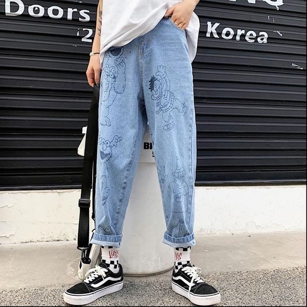 women jeans autumn retro fun cartoon cotton loose high waist nine pants harajuku cute anime female, Blue
women jeans autumn retro fun cartoon cotton loose high waist nine pants harajuku cute anime female, Blue
