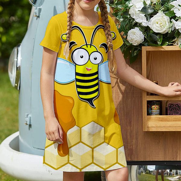 cartoon bee design girls dress short-sleeved printed dress children's casual dress a-line skirt length over the knee simple, elegant an, Red;yellow
cartoon bee design girls dress short-sleeved printed dress children's casual dress a-line skirt length over the knee simple, elegant an, Red;yellow
