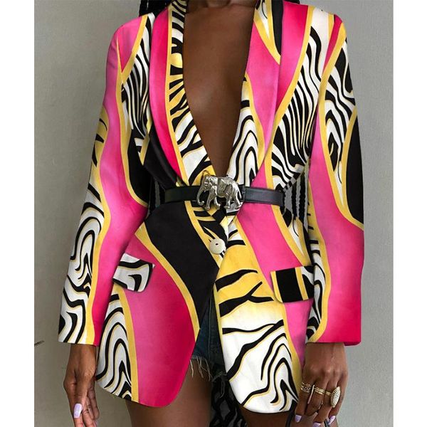 women's suits & blazers chic belt elegant women v-neck aesthetic tiger print office lady jacket coats single button american streetwear, White;black
women's suits & blazers chic belt elegant women v-neck aesthetic tiger print office lady jacket coats single button american streetwear, White;black