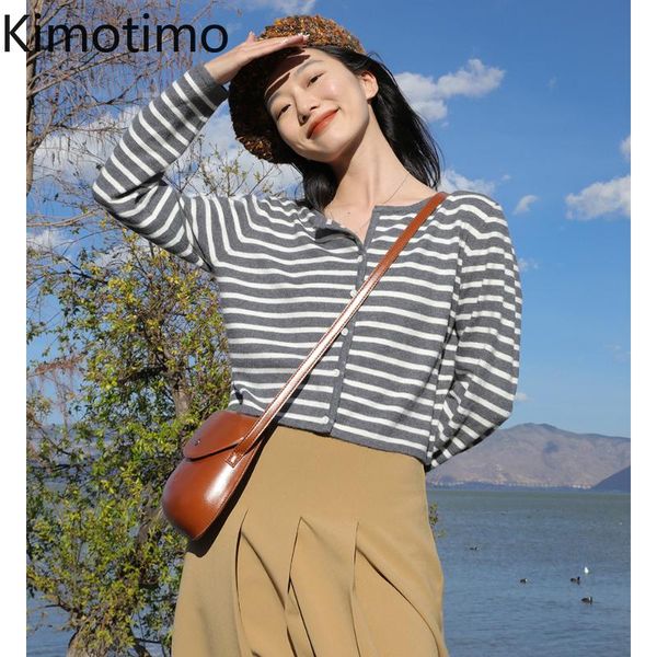 women's knits & tees kimotimo striped knitted cardigan fall 2021 women clothing korean o-neck long sleeve single breasted crop all-matc, White
women's knits & tees kimotimo striped knitted cardigan fall 2021 women clothing korean o-neck long sleeve single breasted crop all-matc, White