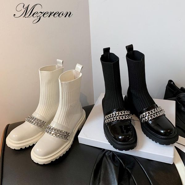 boots mezereon women loafer leather flat booties round toe metal chains sock shoes slip on women's fall, Black
boots mezereon women loafer leather flat booties round toe metal chains sock shoes slip on women's fall, Black
